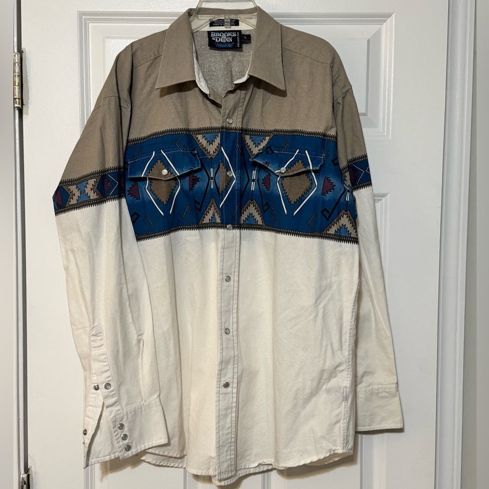 Vintage Brooks Dunn Panhandle Slim Westerns Multi-Color Peal Snap Shirt Large